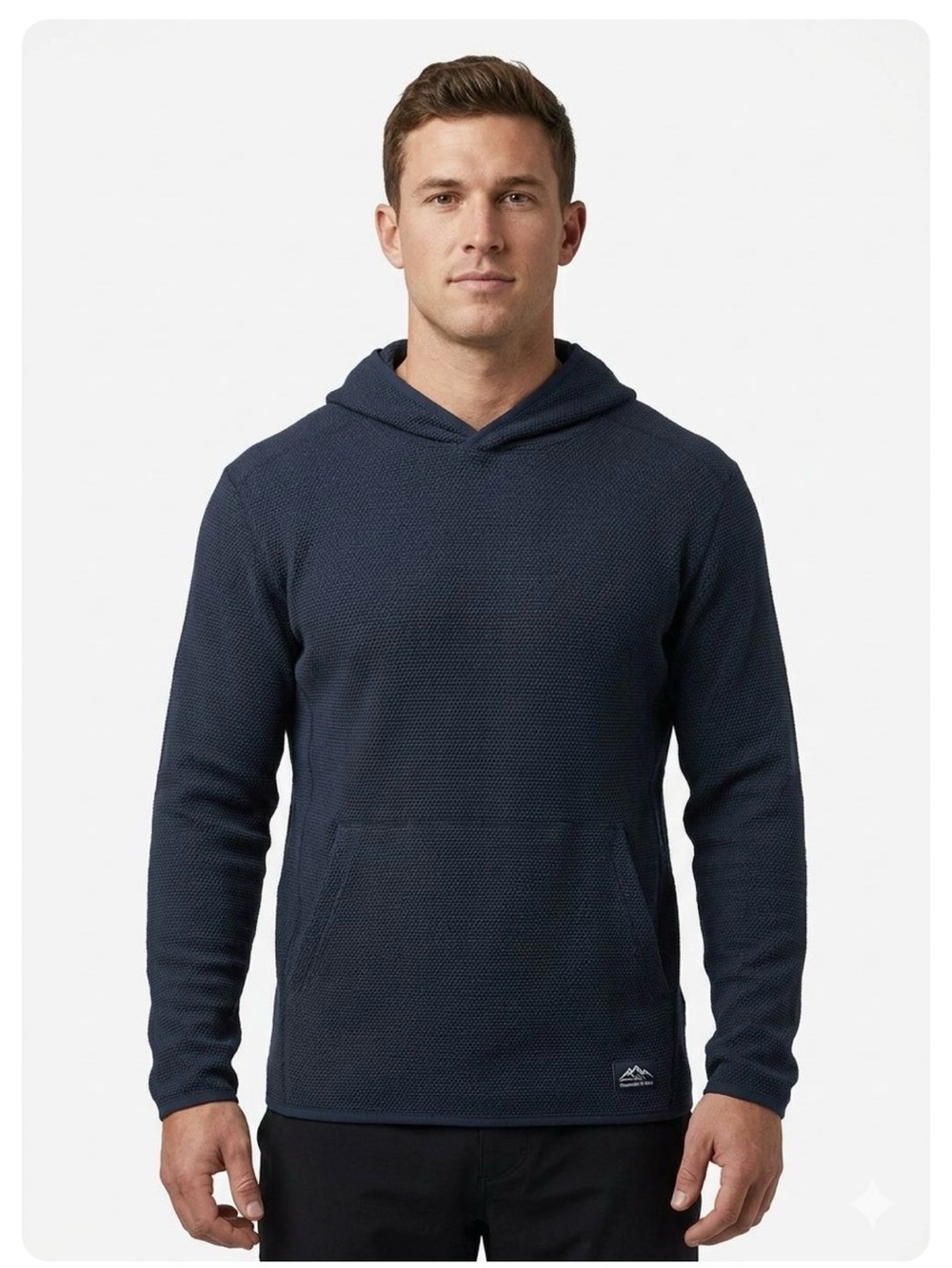 Men's Navy Hooded Knit Pullover Sweater L